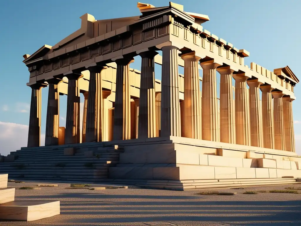 Importancia de Atenas en Guerras de Peloponeso: imagen detallada de la majestuosa Acrópolis, Parthenon y paisajes verdes