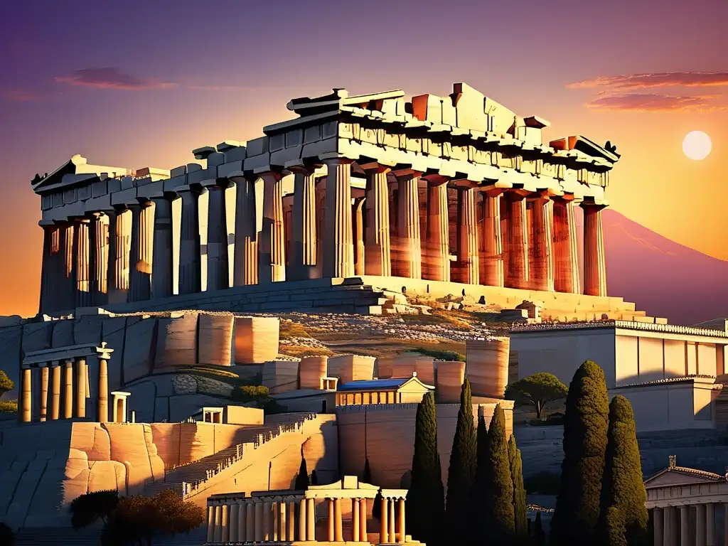 Importancia educación en Atenas: Acropolis al atardecer