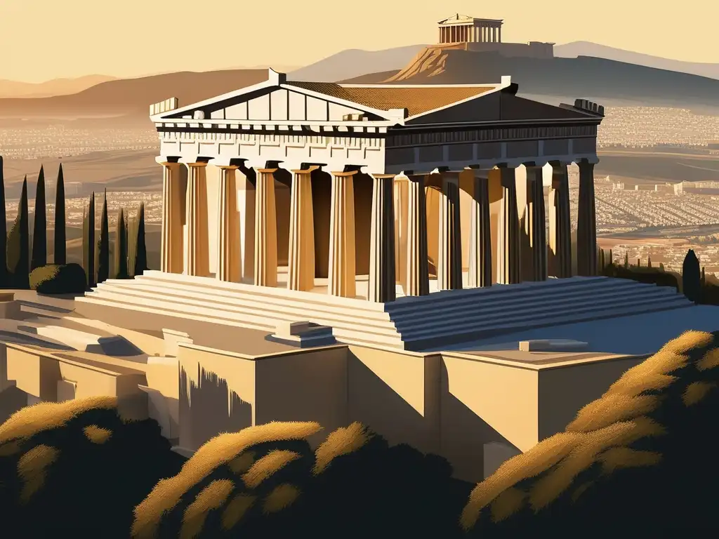 Legado cultural de la Antigua Grecia en Atenas al atardecer