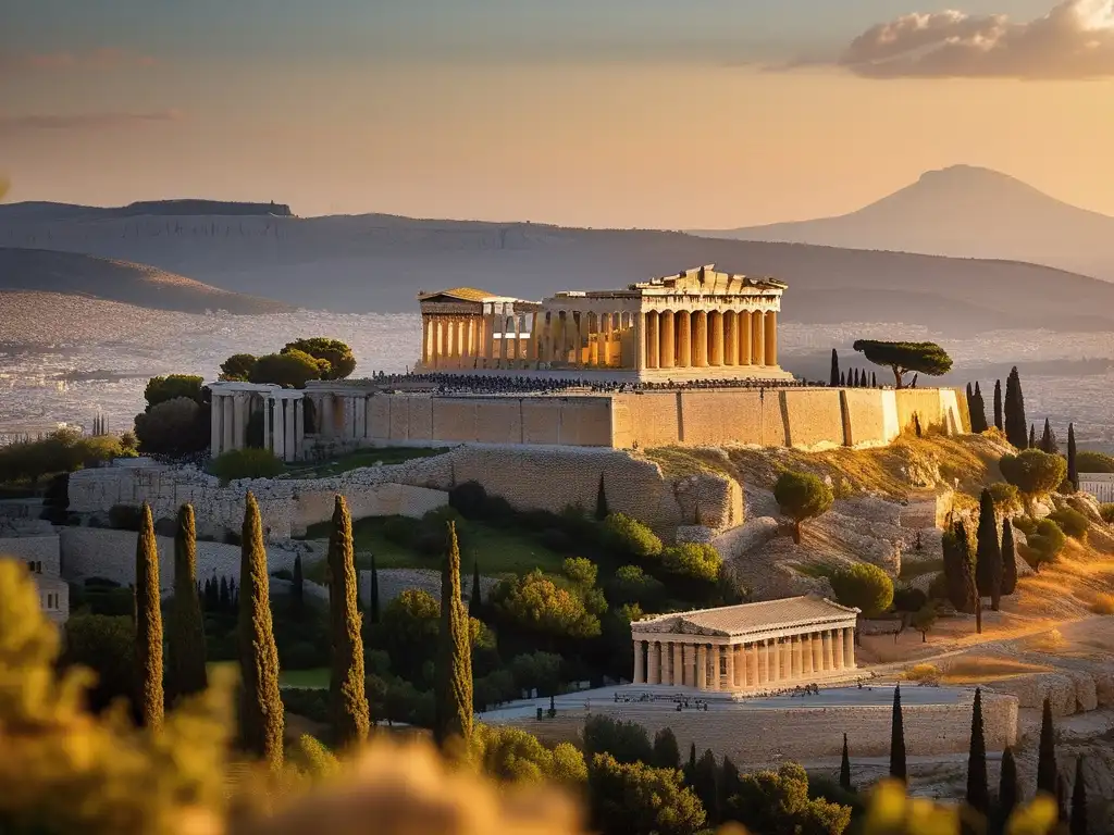 Descubriendo la mitología griega: Acropolis de Atenas al atardecer