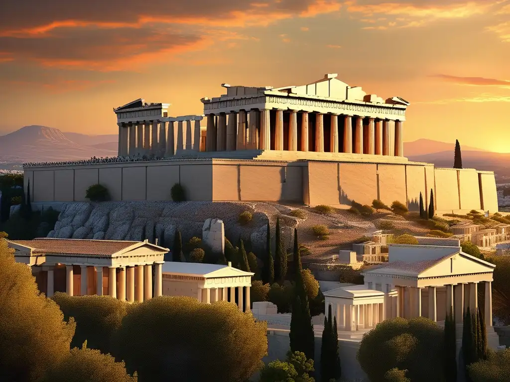 Atenas al atardecer: Acropolis, Parthenon y paisaje impresionante - Pericles liderazgo Peste Atenas crisis