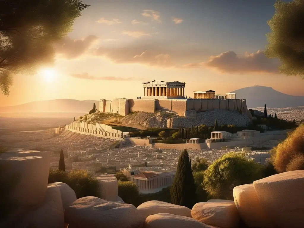 Panorama impresionante del histórico Acropolis en Atenas, resaltando el emblemático Parthenon y la influencia de la magia en Grecia