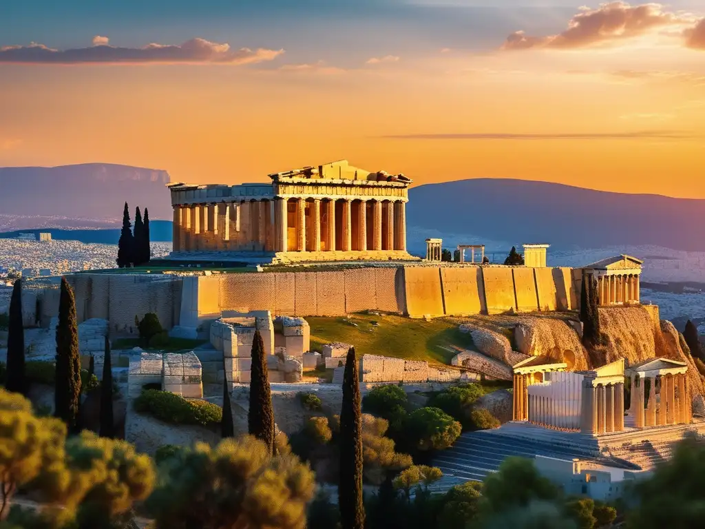 Misterios de la antigua Atenas: Mitos y realidades griegas - Acropolis al atardecer