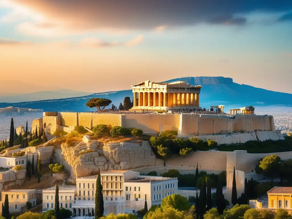 Acropolis en Atenas, Grecia: Importancia de Atenas en el helenismo con Parthenon y ciudad antigua