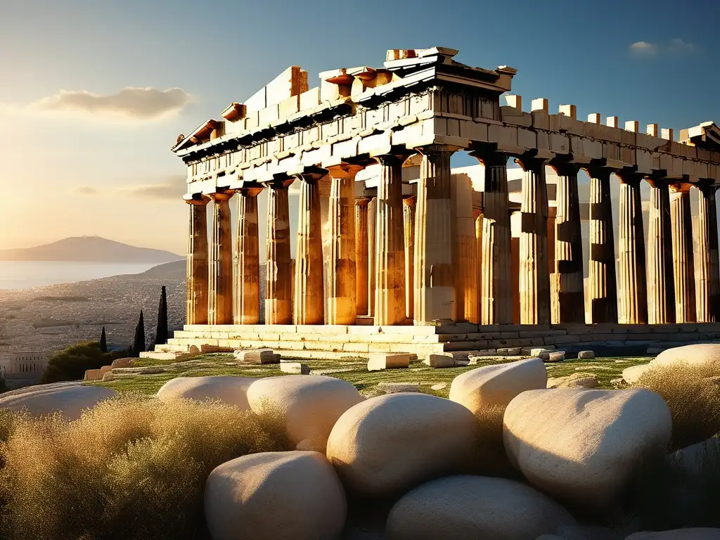 Maravillosa imagen de la Acrópolis con el Parthenon y paisajes verdes: Guía de viajes a la Antigua Grecia