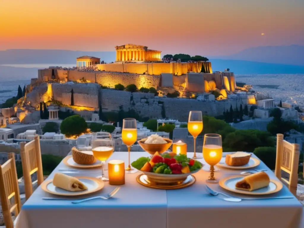 Secretos culinarios Acrópolis: mesa exquisita y vista impresionante