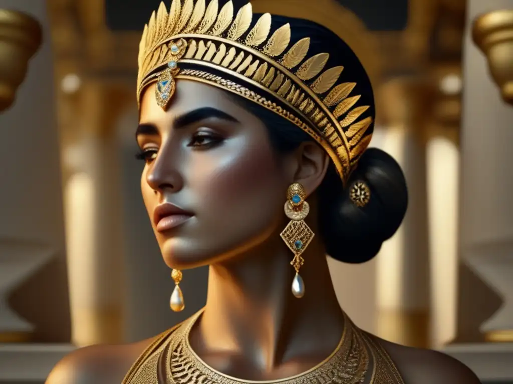 Detalle de tocado griego: Belleza ancestral y elegancia destacada