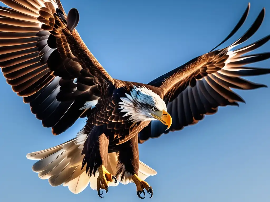 Águila majestuosa en vuelo, símbolo de Zeus y la mitología griega