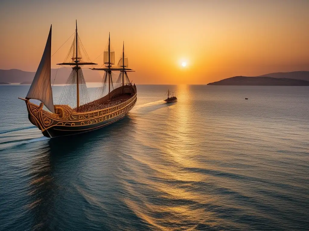 Trireme en aguas azules de Grecia: Batallas navales Antigua Grecia