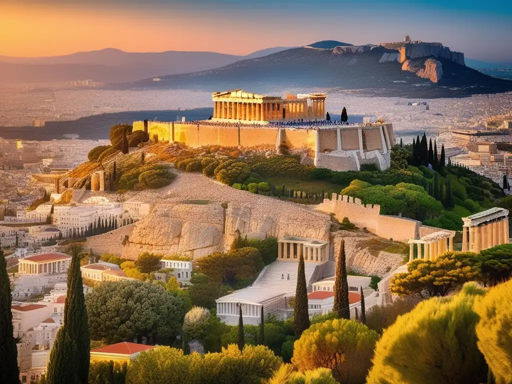 Impresionante vista panorámica de la antigua ciudad de Atenas, Grecia, con la importancia de la batalla de Actium