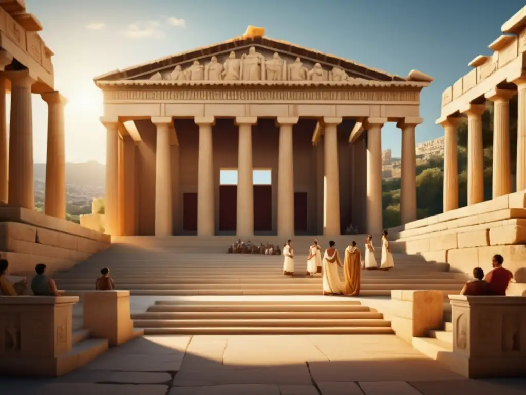 Imagen de un anfiteatro antiguo en Grecia con músicos tocando instrumentos antiguos - Compositores Antigua Grecia Melodías