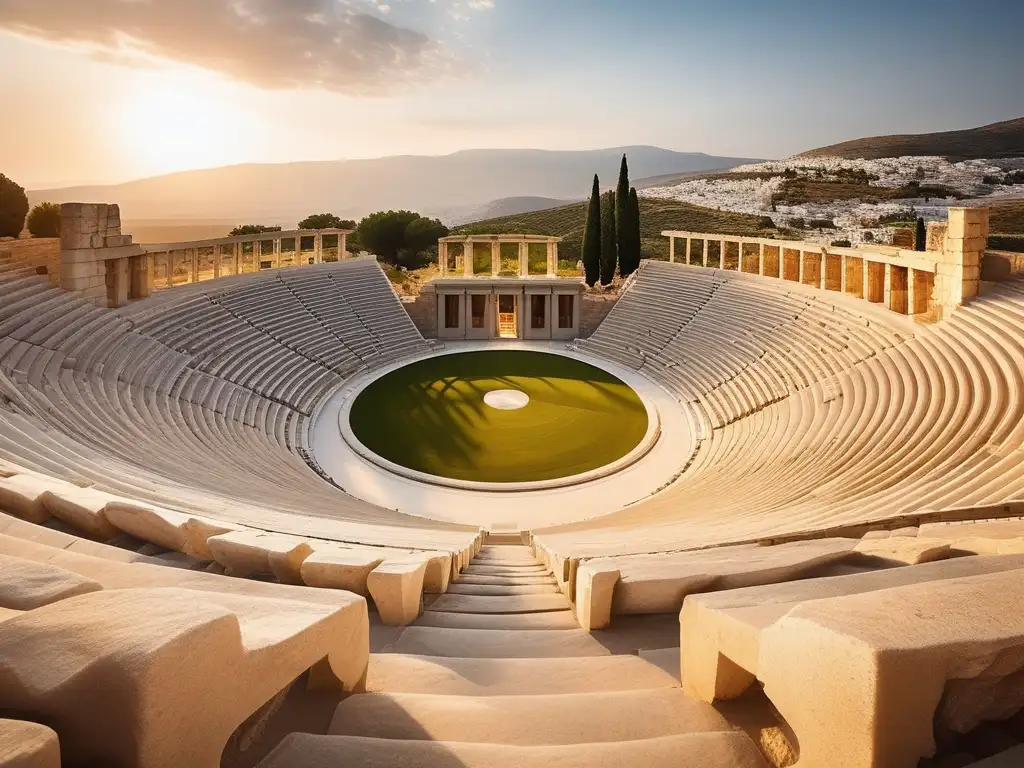 Amfiteatro griego con música y arte de la antigua Grecia