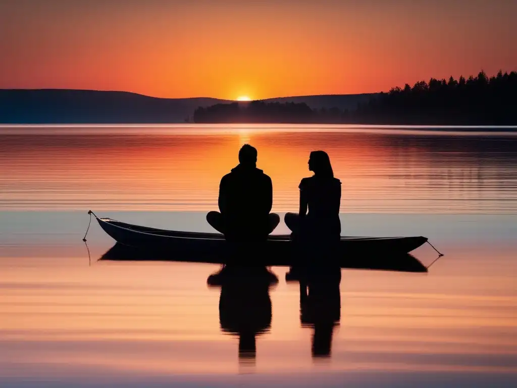 Amistad según Aristóteles en escena minimalista de amanecer en lago