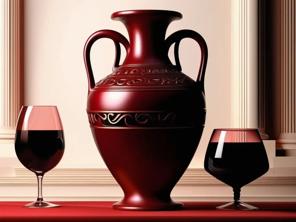 Imagen de ánfora griega con vino rojo - Importancia simbolismo vino Grecia Antigua