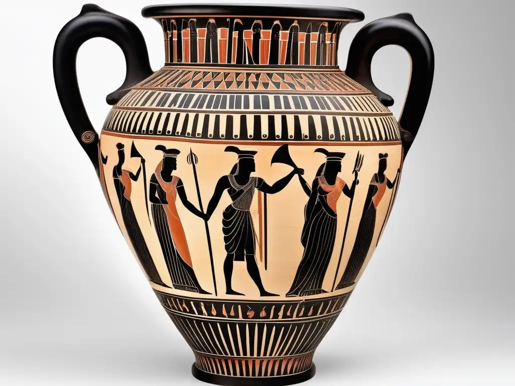 Detalle de una antigua ánfora griega que muestra la importancia de la cerámica griega