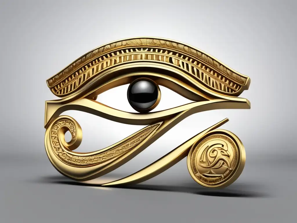 Amuleto dorado del Ojo de Horus, símbolo de protección y la importancia de los amuletos en la Antigua Grecia