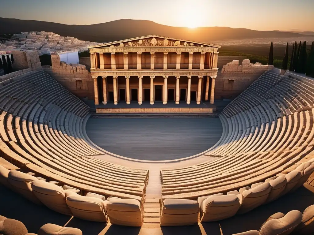 Amphitheater de Dionisias en Grecia: festival de teatro antiguo con impactante imagen minimalista