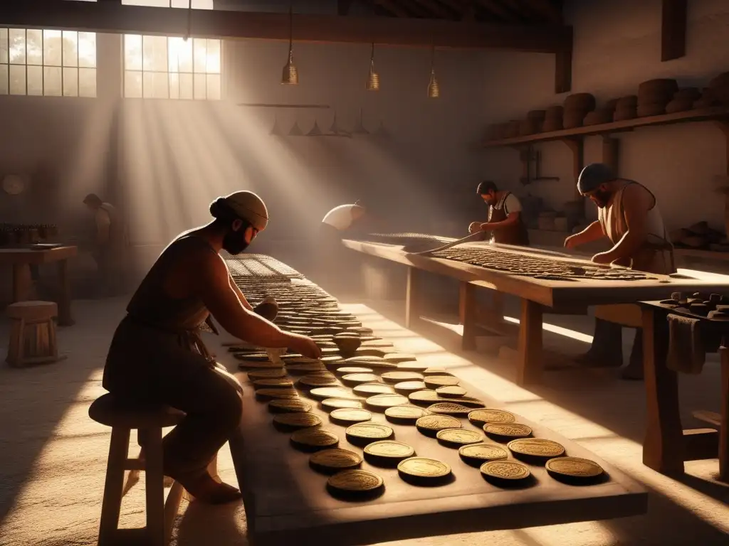 Taller de acuñación de monedas en la Antigua Grecia: detalle y artesanía