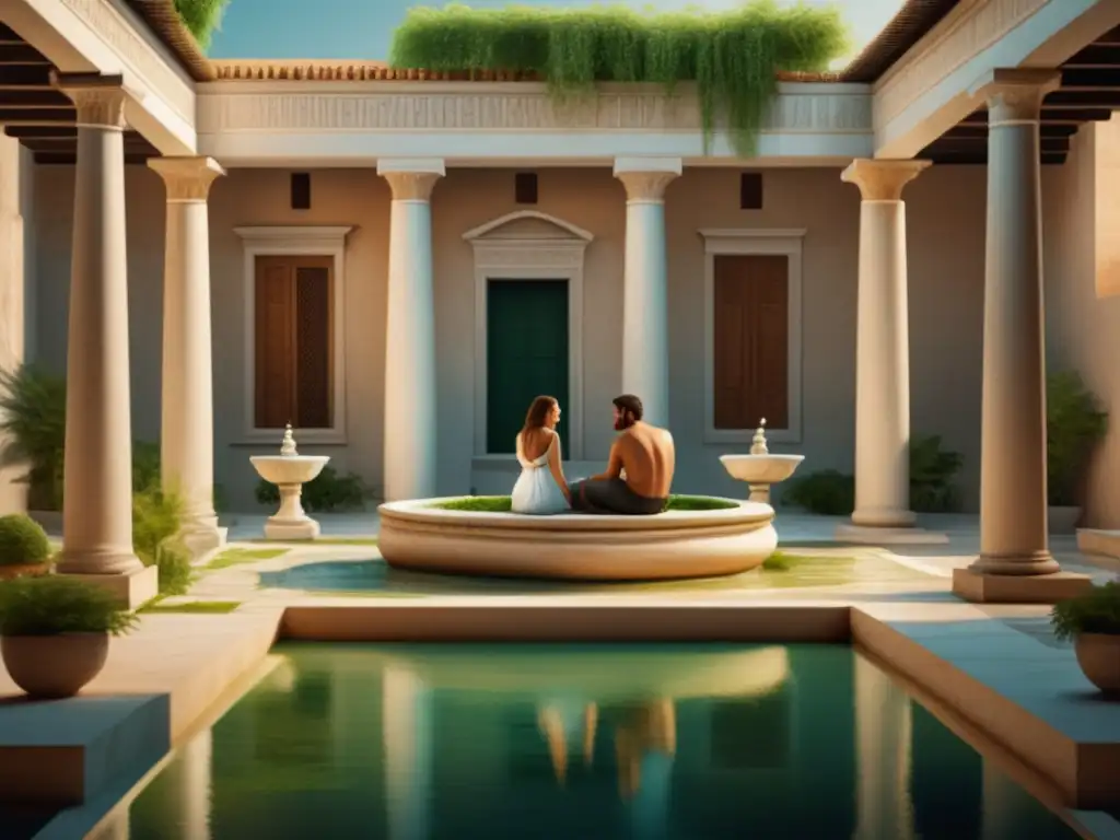 Patio sereno en la antigua Grecia Vida conyugal en la Antigua Grecia: Perspectivas y costumbres