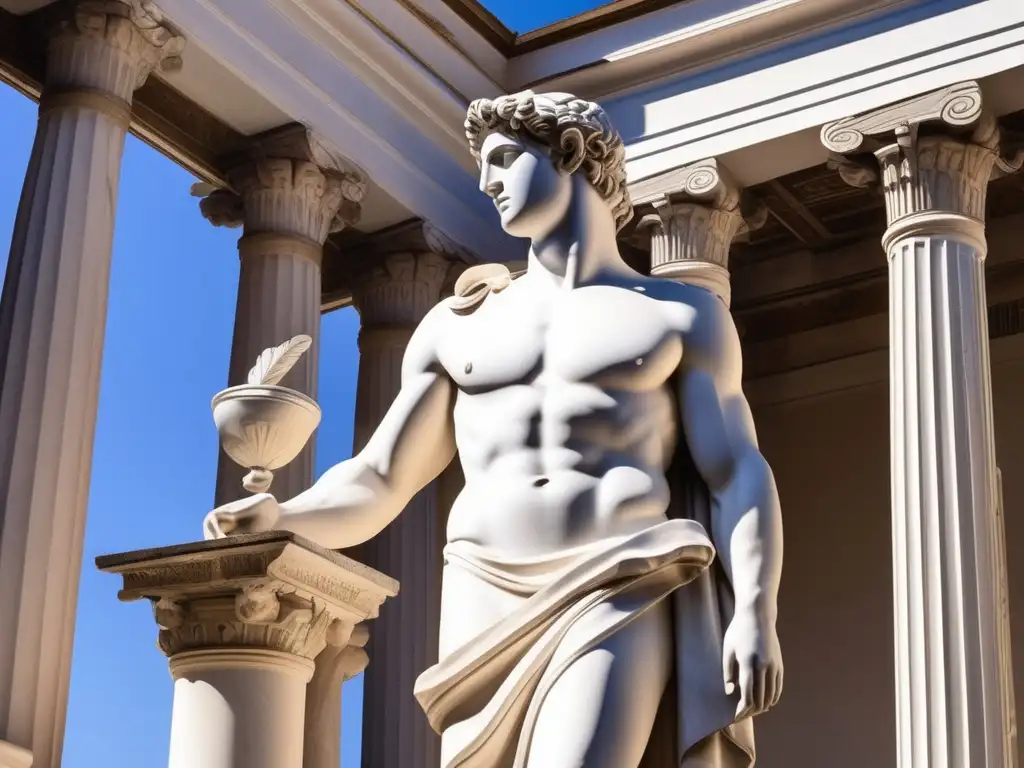 Apollo, dios de la salud y la victoria, en un templo sereno