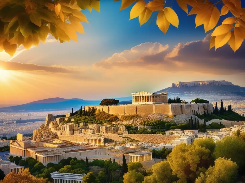 Vista impresionante de Atenas con la majestuosa Acrópolis y la influencia de Guerras Médicas en Grecia