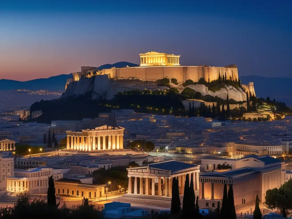 Acropolis de Atenas al atardecer, resaltando la majestuosidad del Parthenon - Rituales de la luna en la Antigua Grecia