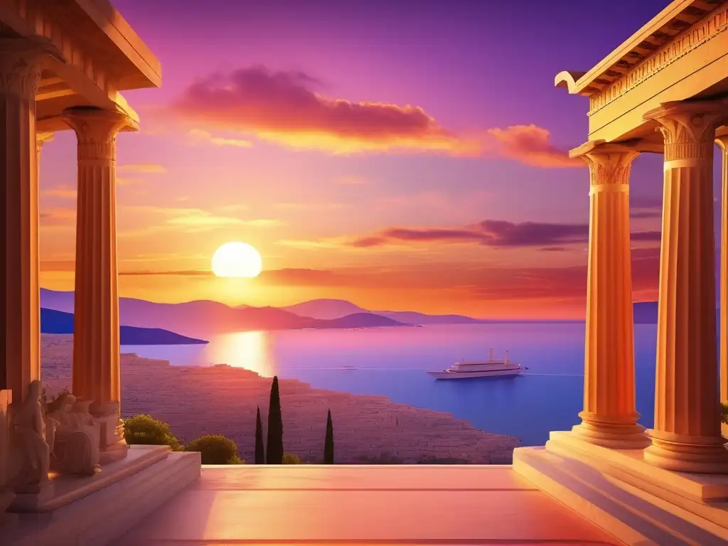 Hermoso atardecer en Grecia Antigua - Historia de amor en Grecia Antigua