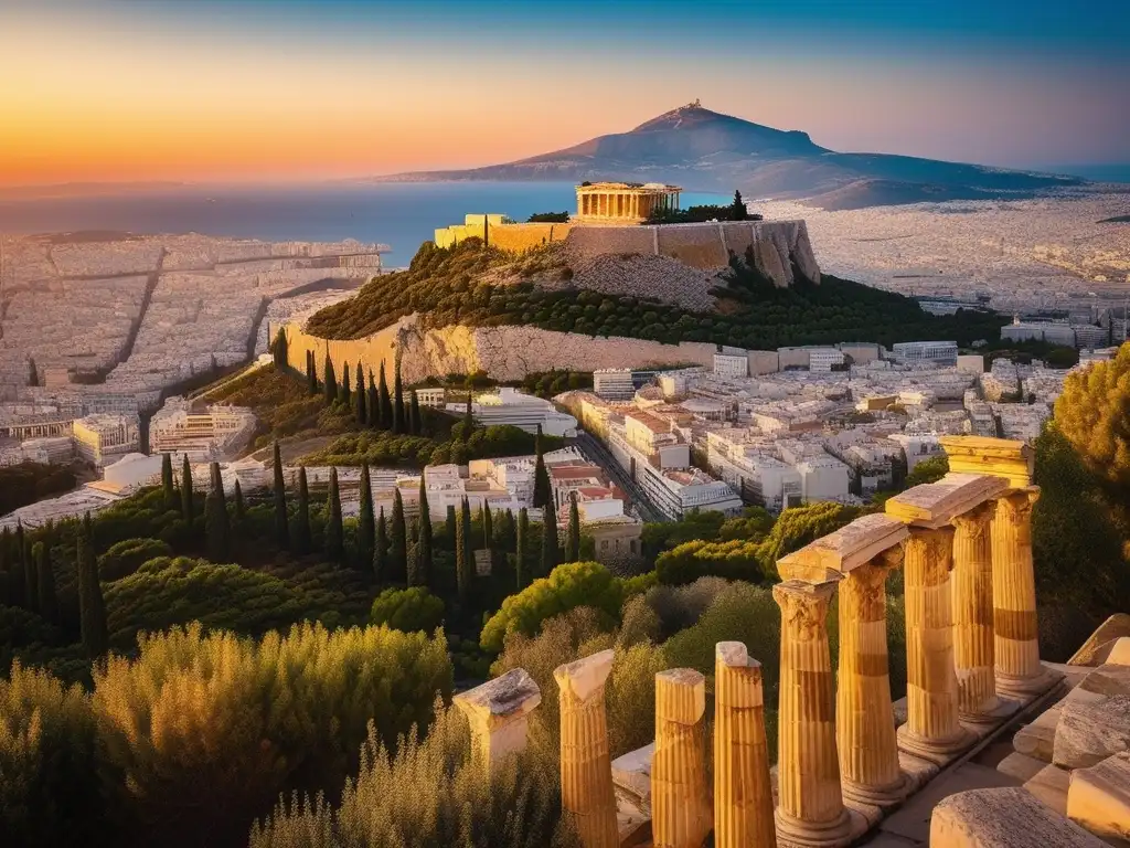 Vista impresionante de la antigua ciudad de Atenas, destacando la importancia en el helenismo