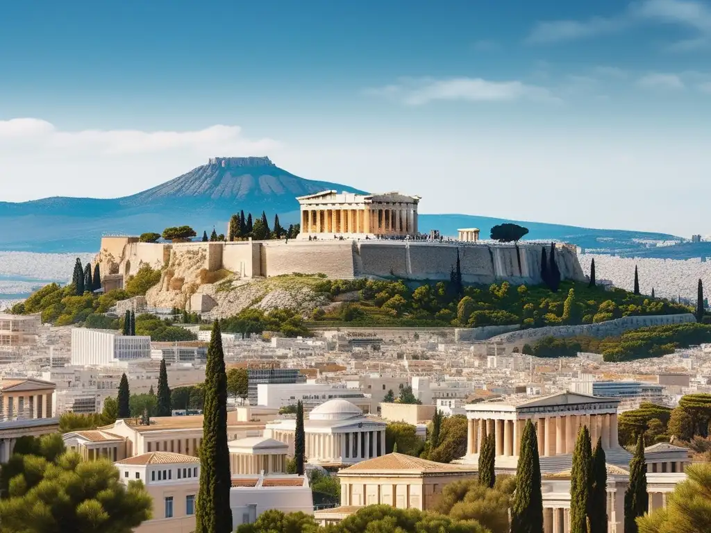 Panorama de Atenas, Grecia durante el apogeo del Imperio Ateniense