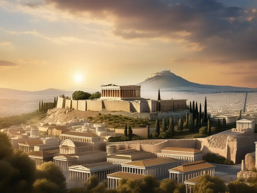 Reconstrucción de Atenas tras Guerras Médicas - Ciudad renace con majestuosos edificios y vida vibrante