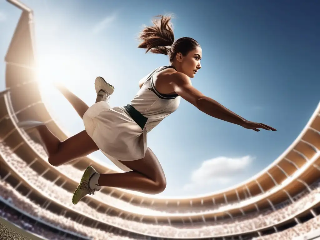 Mujeres en las competencias Panatenaicas: salto elegante de una atleta griega en los Juegos Panatenaicos