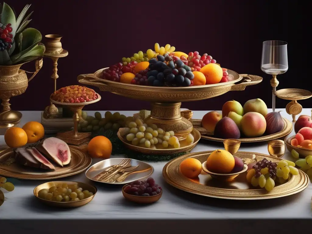 Banquete griego con comida olímpica en la Antigua Grecia