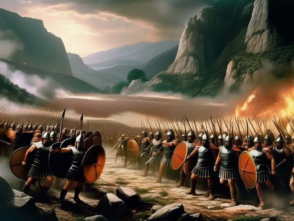 Batalla de Thermopylae: Leonidas y sus guerreros espartanos enfrentan al ejército persa