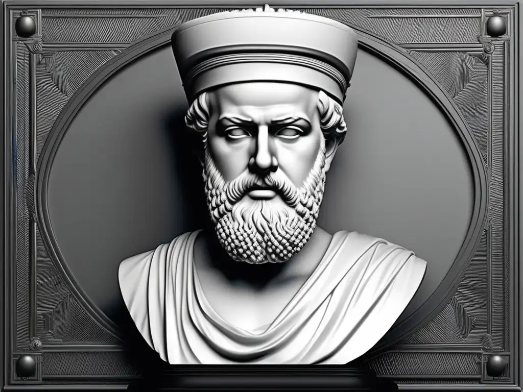 Influencia de Pericles en Grecia: busto detallado y fotorealista, destacando sus rasgos faciales y su liderazgo