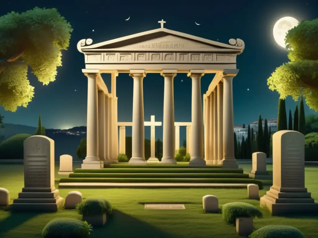 Escena minimalista de un cementerio iluminado por la luna en Grecia: aspectos oscuros de la música