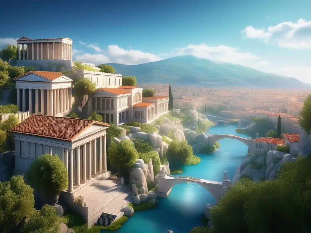 Polis griega: Distribución poder en ciudad maravillosa con arquitectura antigua, mercado bullicioso y participación ciudadana