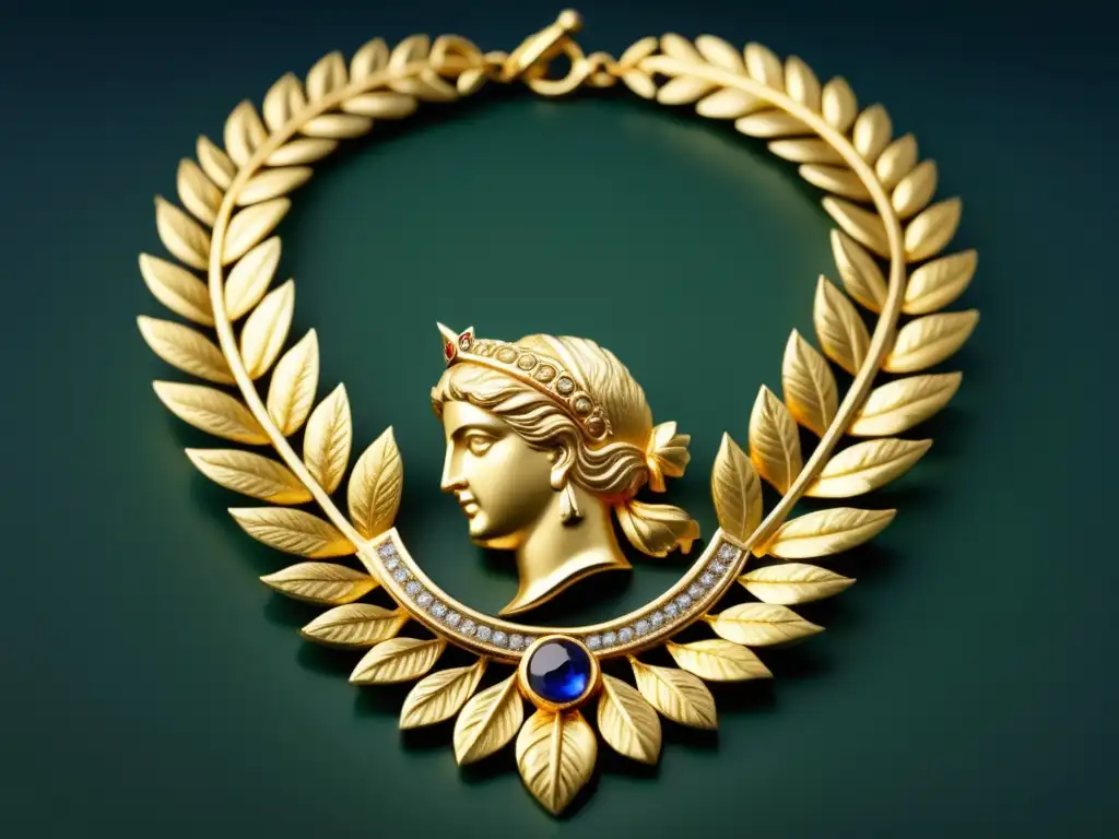 Joyería antigua Grecia legado brillante: Detalle exquisito collar oro inspirado en joyería griega