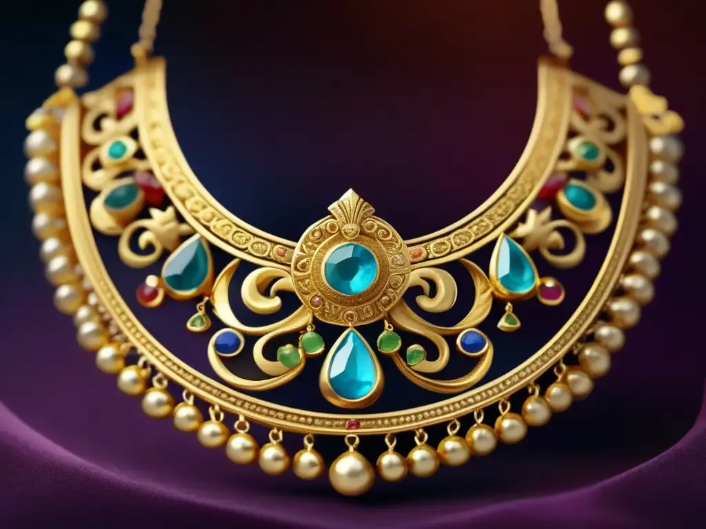 Adornos griegos antiguos: historia y encanto - Joya de oro con filigranas, gemas y detalles meticulosos en una imagen de alta resolución