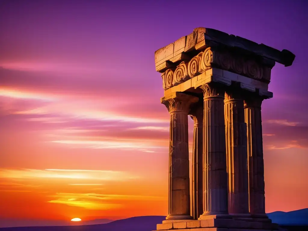 Columna solitaria de un antiguo templo griego, símbolo de la ambición en la Antigua Grecia