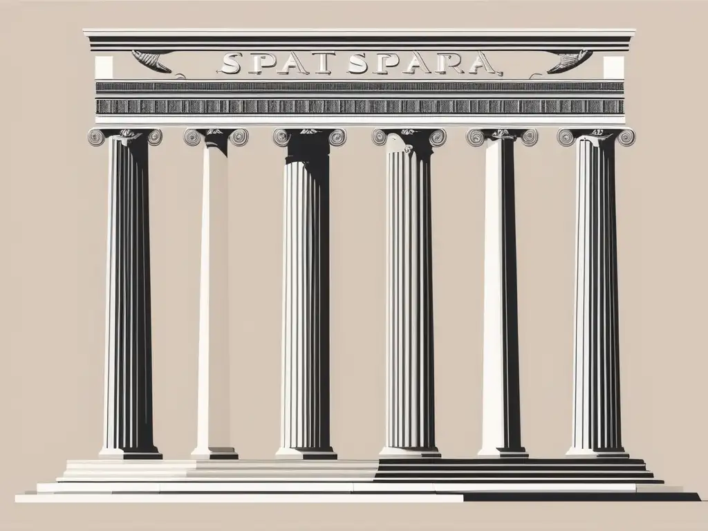 Diferencias legales entre Atenas y Esparta, imagen contrastante de columnas que representan sus sistemas: democracia vs