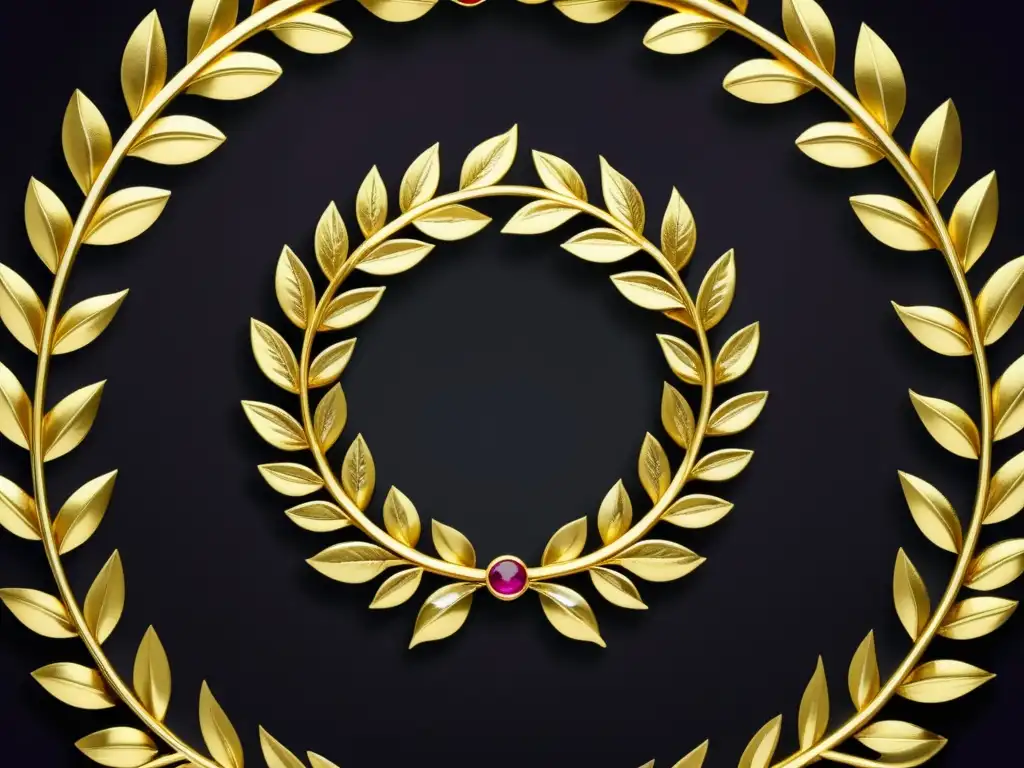 Joyas mitología griega: Corona de laurel dorada con gemas preciosas, símbolo de victoria, estatus y conexión divina