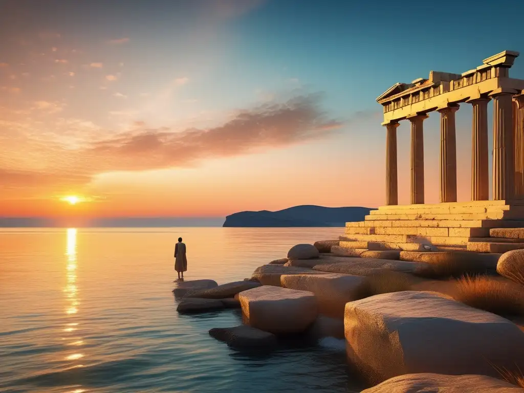 Descubriendo la antigua Grecia con Heródoto: una imagen ultradetallada de 8k captura la esencia de la costa griega al atardecer