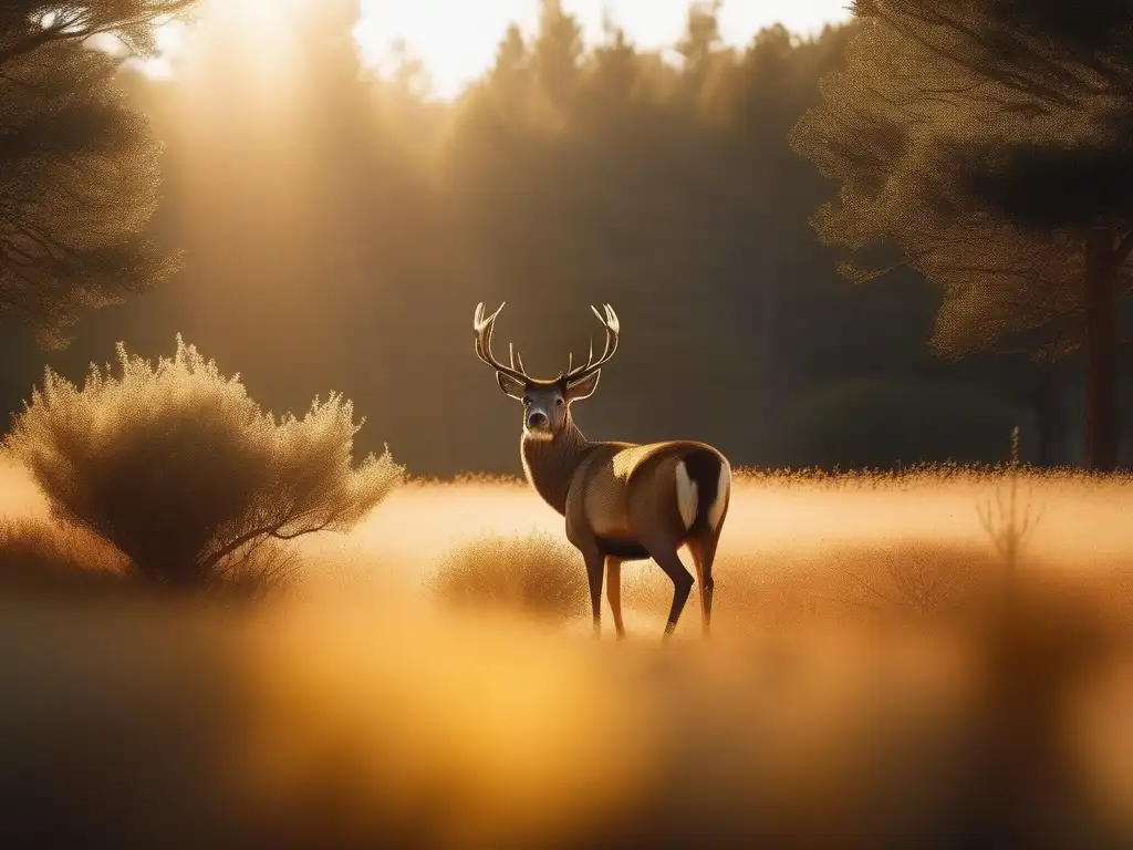 Respeto y reverencia en la Grecia Antigua: Imagen fotorealista de un sereno bosque en Grecia, bañado en suave luz dorada