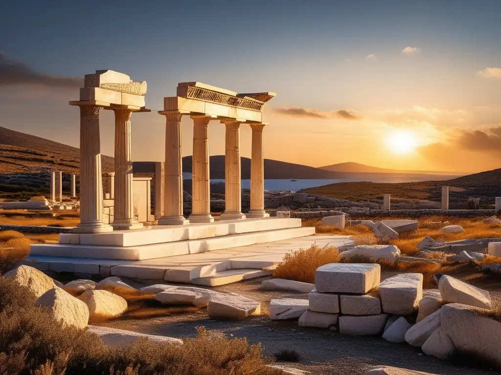 Rituales y creencias antiguas de Delos en la puesta de sol