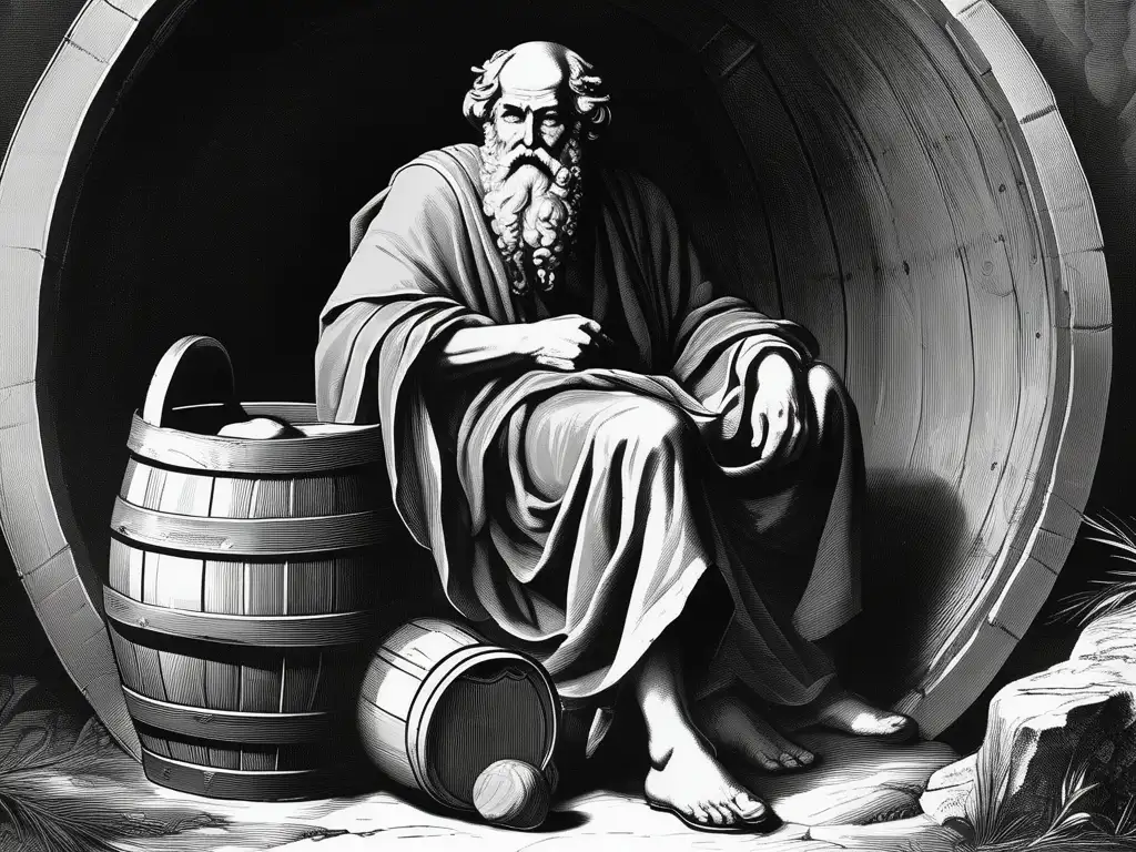 Diogenes de Sinope, filósofo cínico en Grecia, en un retrato de alta resolución -