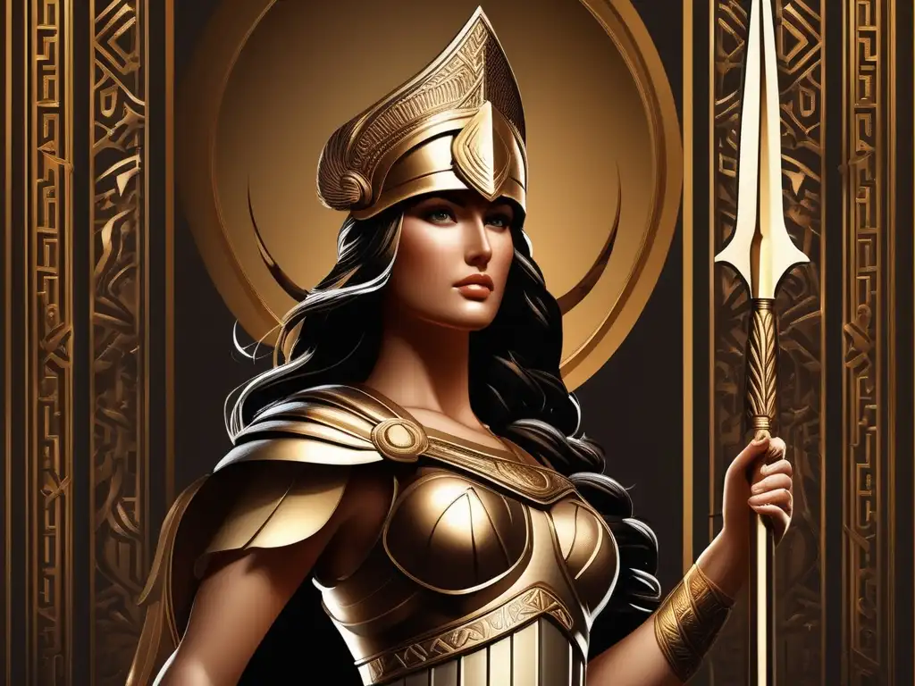Importancia de Atenea en la Antigua Grecia: diosa de la sabiduría y estrategia militar, representada con elegancia y poder