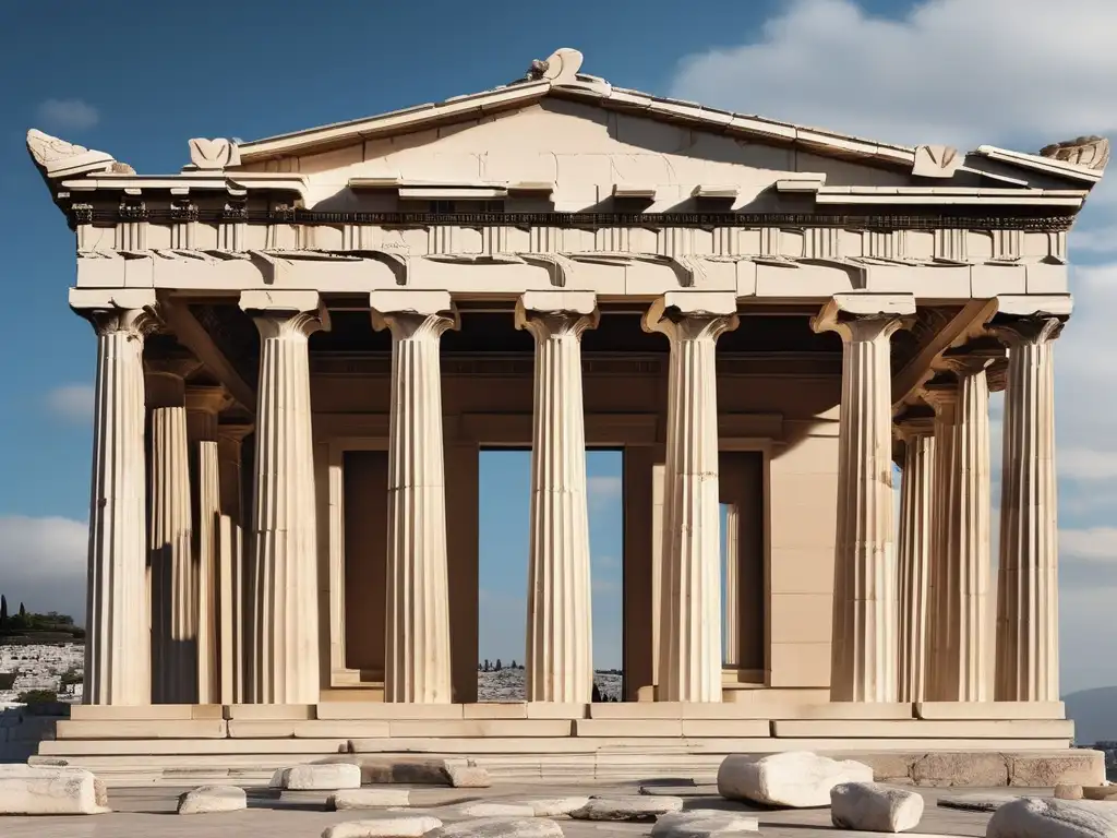 Impresionante imagen fotorealista del templo Erechtheion en Atenas, Grecia, con las Cariátides: historia y significado en la arquitectura griega