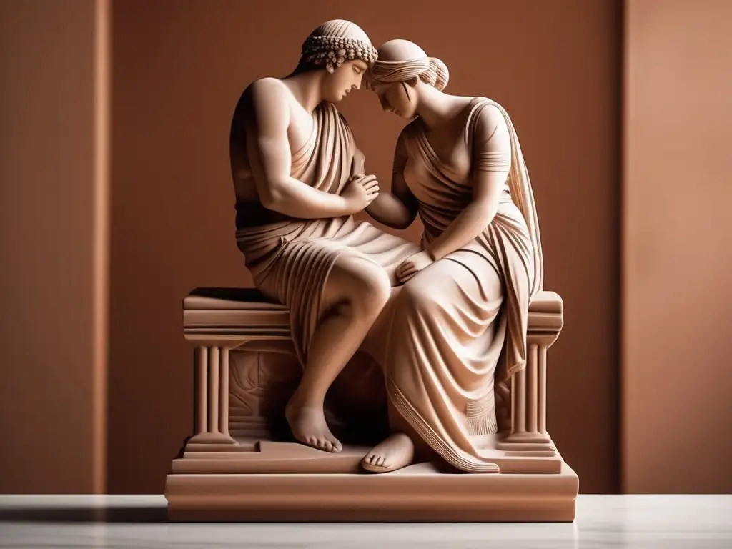 Estatua terracota pareja íntima Grecia: Historia enfermedades sexuales Antigua Grecia