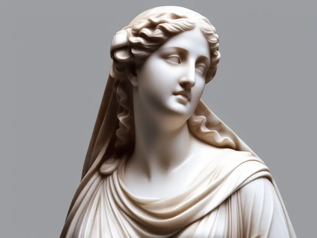 Escultura mármol mujer elegante y serena de la antigua Grecia - Importancia mujer vida hogareña Grecia