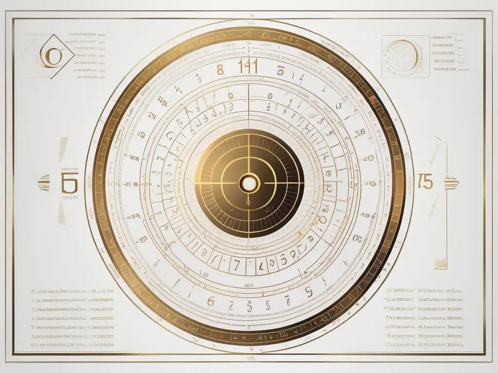 Espiral áurea de Fibonacci con símbolos griegos y ecuaciones matemáticas